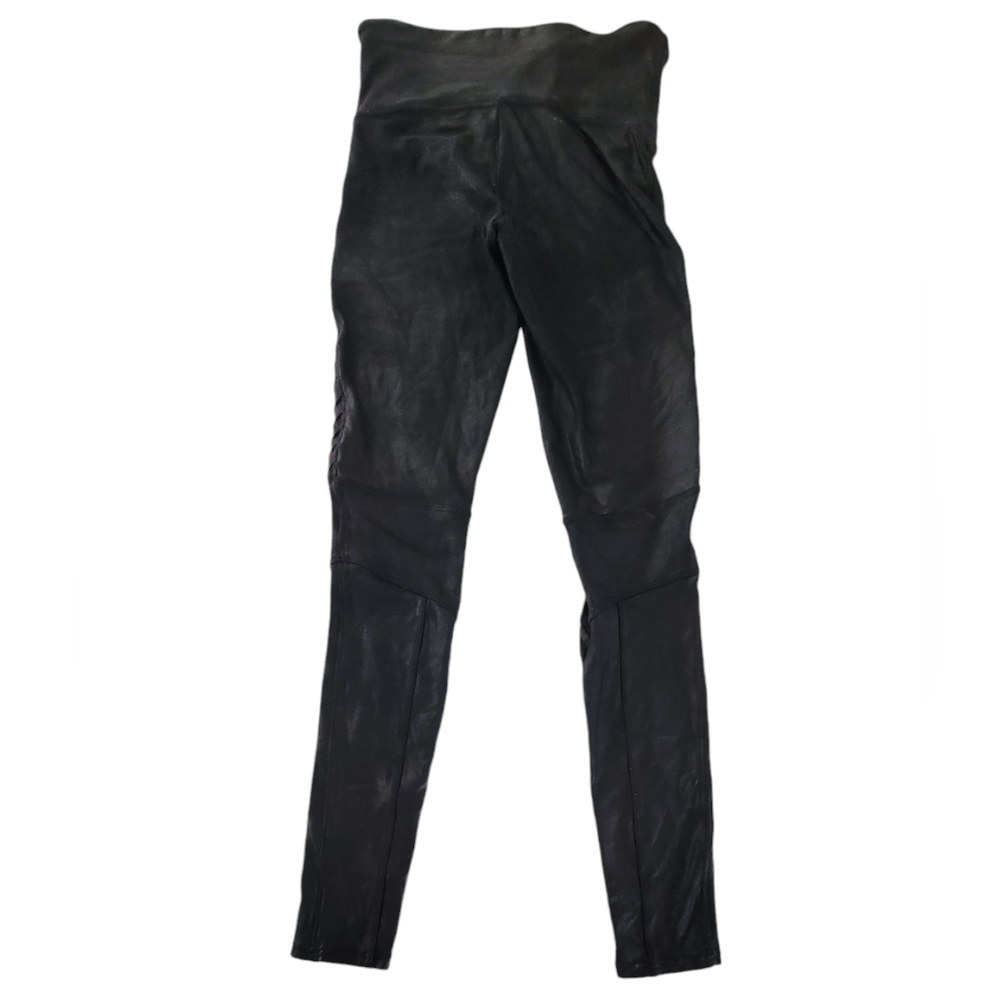 SPANX Faux Leather Moto Leggings Black High Rise Shaping Women's SP - Picture 11 of 13